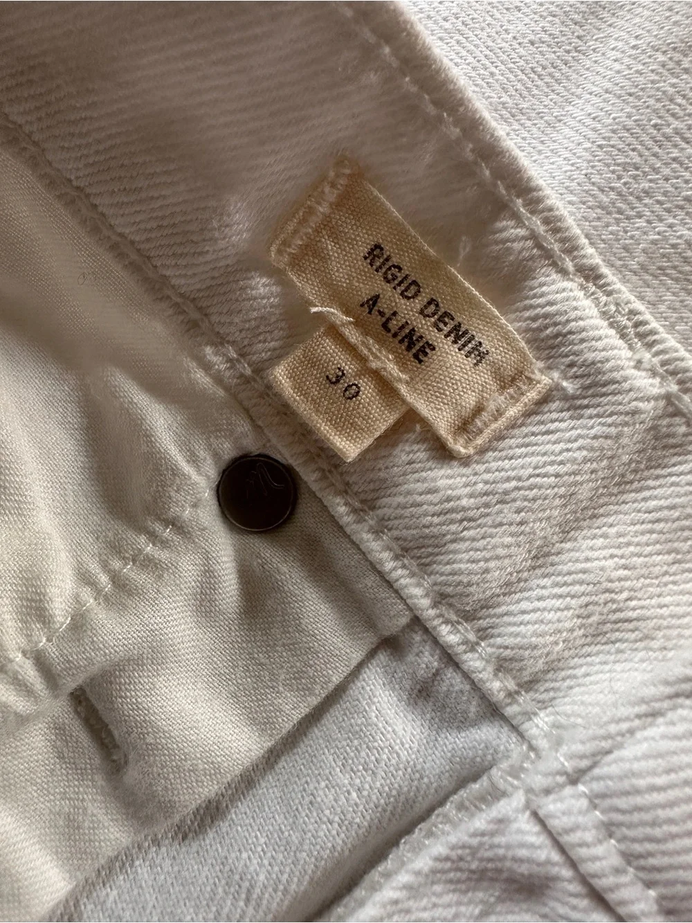 MADEWELL Button-Front White Denim Miniskirt | 30